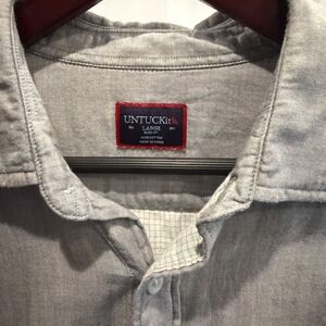 UNTUCKit Gray Cotton Long Sleeve Button Front Shirt Men's Large‎ Slim Fit Casual